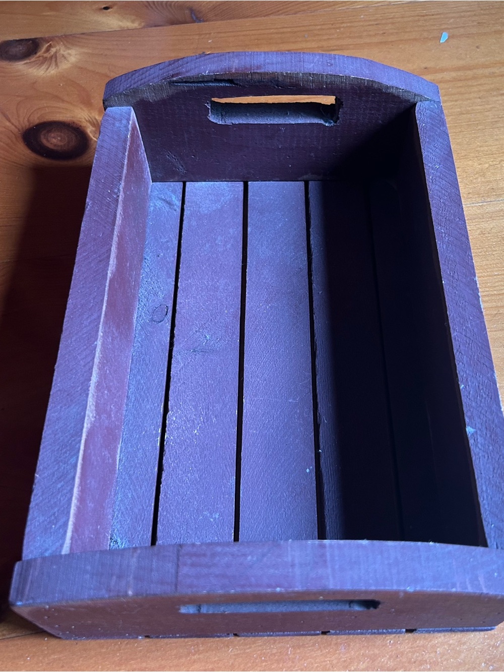 Rustic Wooden Slatted Tray - Deep Red